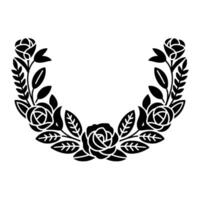 Elegant Black Rose Wreath Border, Vintage Style vector