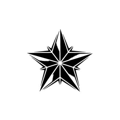 Geometric Starburst, Textured Black White Emblem