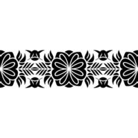 Intricate Floral Border, Stylized Black White, Pattern - Decorative vector