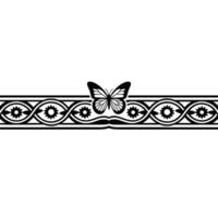 Elegant Botanical Border, Butterfly Motif, Floral vector