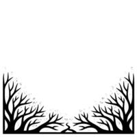 Minimalist Tree Border, Serene Woodland Frame vector