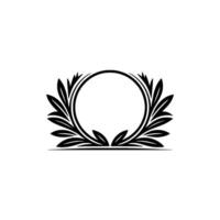 Elegant Laurel Wreath Emblem, Minimalist - Circular vector