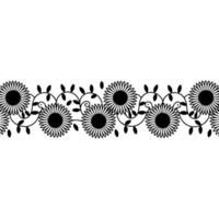 Elegant Sunflower Border, Vintage Botanical Illustration, Floral vector