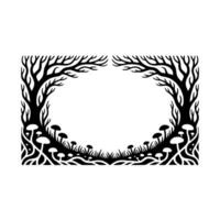 Ethereal Forest Frame, Black White Botanical Border vector