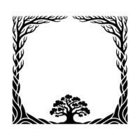 Stylized Tree Border, Ancient Symbolism, Minimalist vector