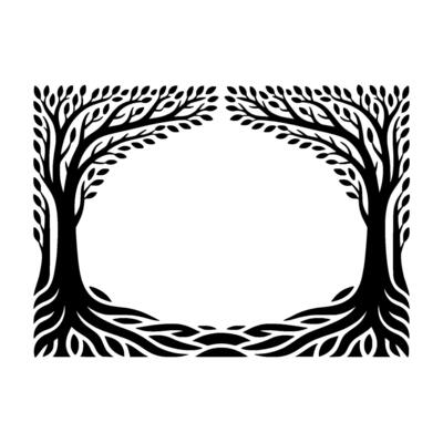 Stylized Tree Frame, Organic Border, Minimalist - Trees