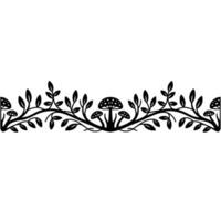 Botanical Border Mushroom Leaf Illustration, Vintage Style vector