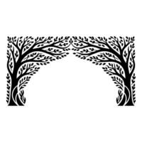 Elegant Archway of Stylized Trees, Black White vector