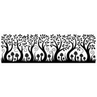 Enchanted Forest Border, Stylized Tree Silhouette vector
