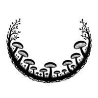 Enchanted Forest Frame Mushroom Branch Border vector