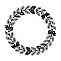 Elegant Winter Wreath Holly Pine Branch Circle vector
