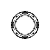 Stylized Oceanic Frame, Black White Deco vector