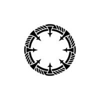 Circular Tribal Emblem, Ancient Symbolism, Minimalist vector