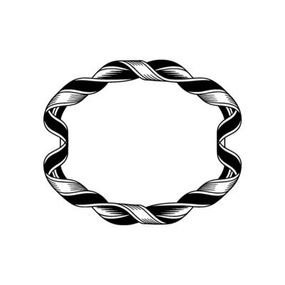 Spiraling Ribbon Frame, Vintage Illustration, Circular Motif