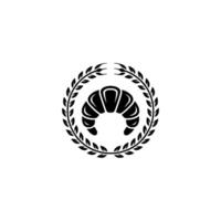 Elegant Croissant Emblem, Vintage Bakery Branding - Laurel vector
