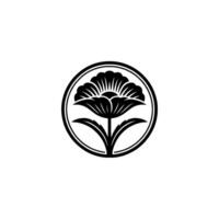 Elegant Black Floral Emblem, Minimalist, Circle vector