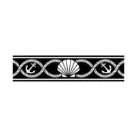 Nautical Border Anchor, Rope, and Shell Motif, Marine vector