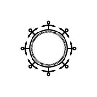 Nautical Anchor Frame, Minimalist, Circular Emblem vector