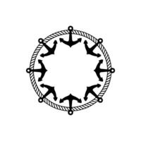 Nautical Anchor Frame, Vintage Maritime, Blackwork vector