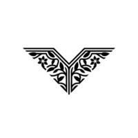 Intricate Black Floral Triangle Emblem vector