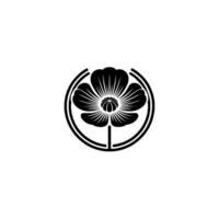 Minimalist Black Floral Emblem, Circular vector