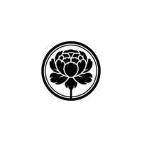 Elegant Black Poppy Emblem, Minimalist Japanese vector