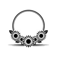 Sunflower Circle Emblem, Rustic Floral vector