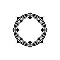 Stylized Nautical Frame, Tribal Ornamentation, Circular vector