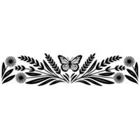 Elegant Botanical Border with Butterfly Illustration vector