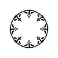 Stylized Circular Emblem with Arrow Foliage, Vintage Aesthetic vector