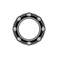 Oceanic Circle Minimalist Shell Motif, Elegant Border vector