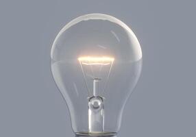 Light bulb with bright light on color background photo