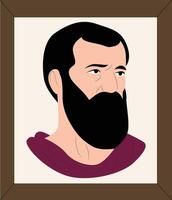 A man with a beard and mustache in a frame vector