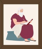 An illustration of a greek philosopher writing vector