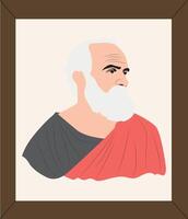A portrait of plato in a red and black frame vector