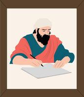 Jesus writing on a piece of paper vector