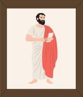 A man in a roman costume holding a book vector
