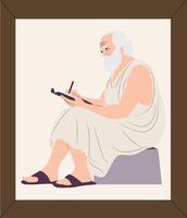 An illustration of a man writing on a piece of paper vector