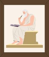 An illustration of a greek philosopher sitting on a bench vector