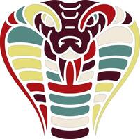 Mystical Tribal King Cobra Face Design vector