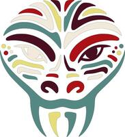 Ancient Asian Vine Snake Face Design vector