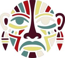 Ancient Stylized Tribal Eladerly Face Design vector