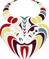 Iconic Tribal Horned Viper Face Design vector