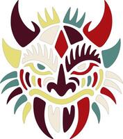 Mystical Tribal Thorny Devil Face Design vector