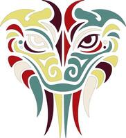 Ancient Tribal Basilisk Lizard Face Design vector