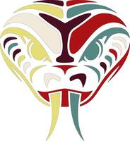 Mystical Stylized Tribal Taipan Face Design vector