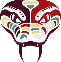 Ancient Tribal Boa Constrictor Face Design vector
