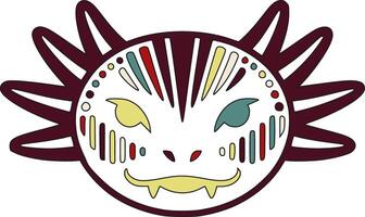 Stylized Tribal Axolotl Face Design vector