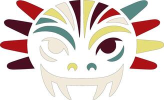Iconic Stylized Tribal Axolotl Face Design vector
