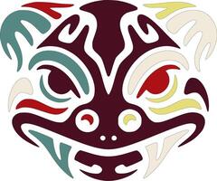 Ancient Tribal Fire Salamander Face Design vector